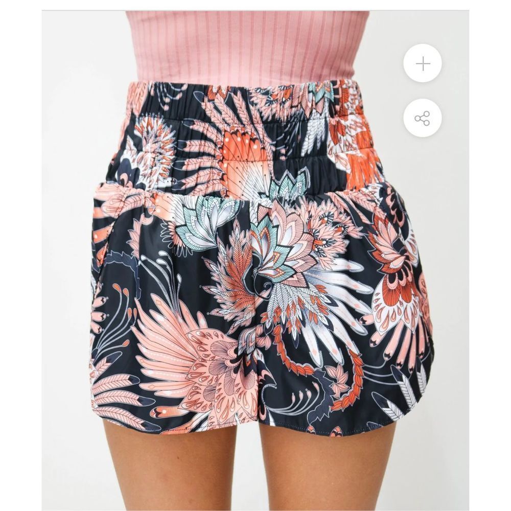 High Waist Floral Shorts-Small